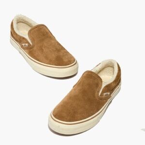 Madewell x Vans Unisex Slip-On Sneakers in Suede and Sherpa